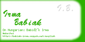 irma babiak business card